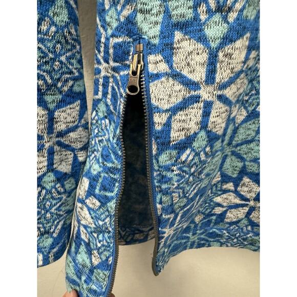 Talbots T by Talbots Nordic Blue Snowflakes‎ Fleece Hoodie Pullover Size XS - Picture 4 of 8